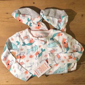 Long sleeve mermaid and shark footy pajamas/PJs